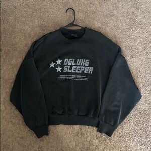 Pull&Bear Black Cropped-Fit Crewneck Sweatshirt - Large